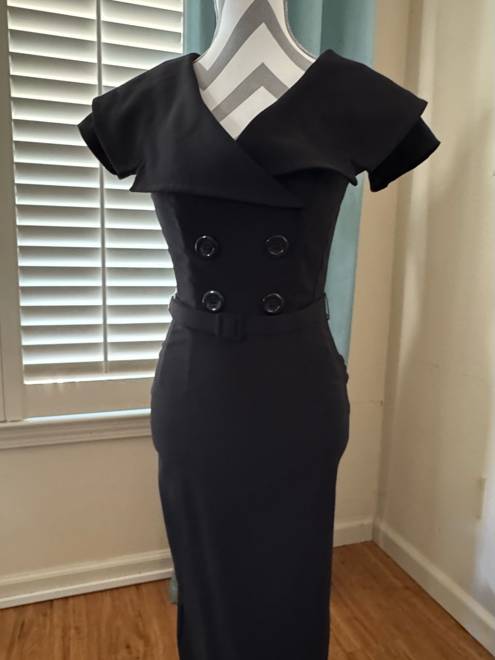 Tatyana Black Maxi Dress with Wide Shawl Collar
